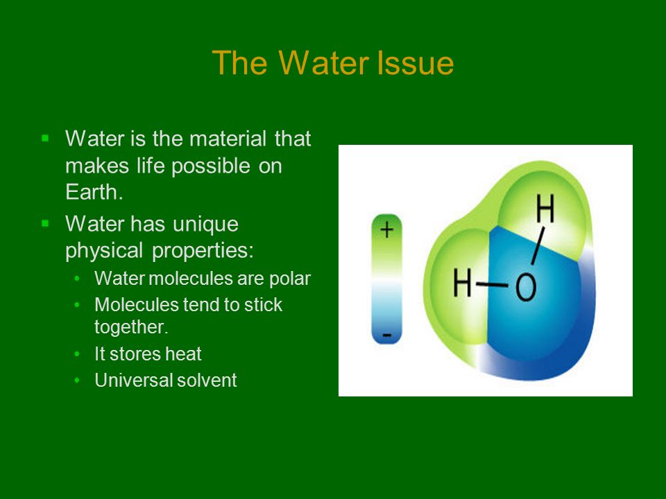 three properties of water that make life possible on earth
