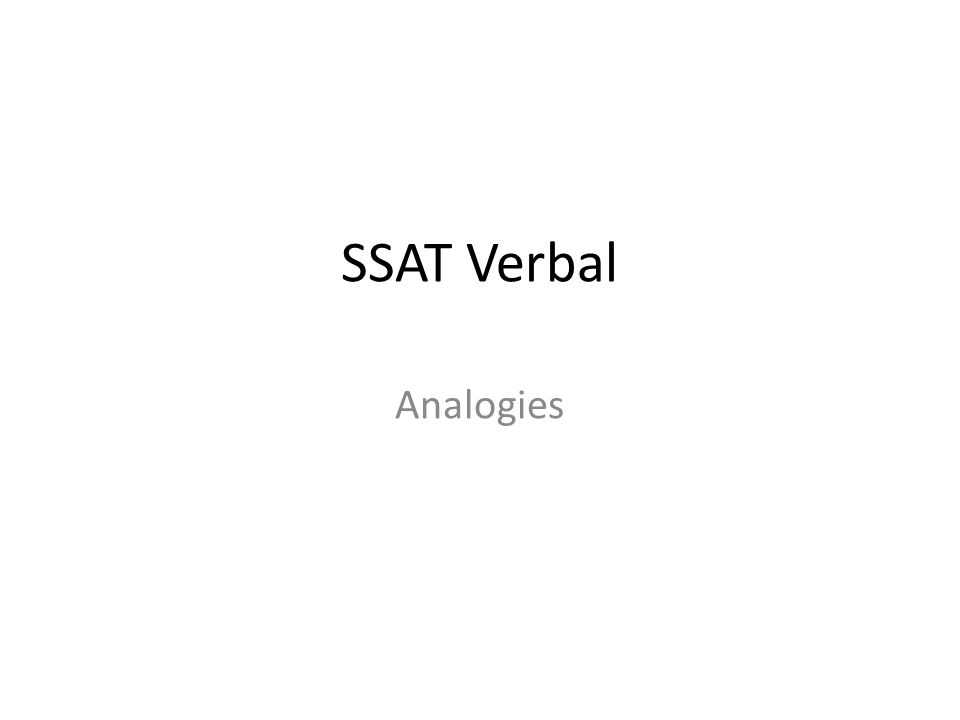 SSAT Verbal Analogies