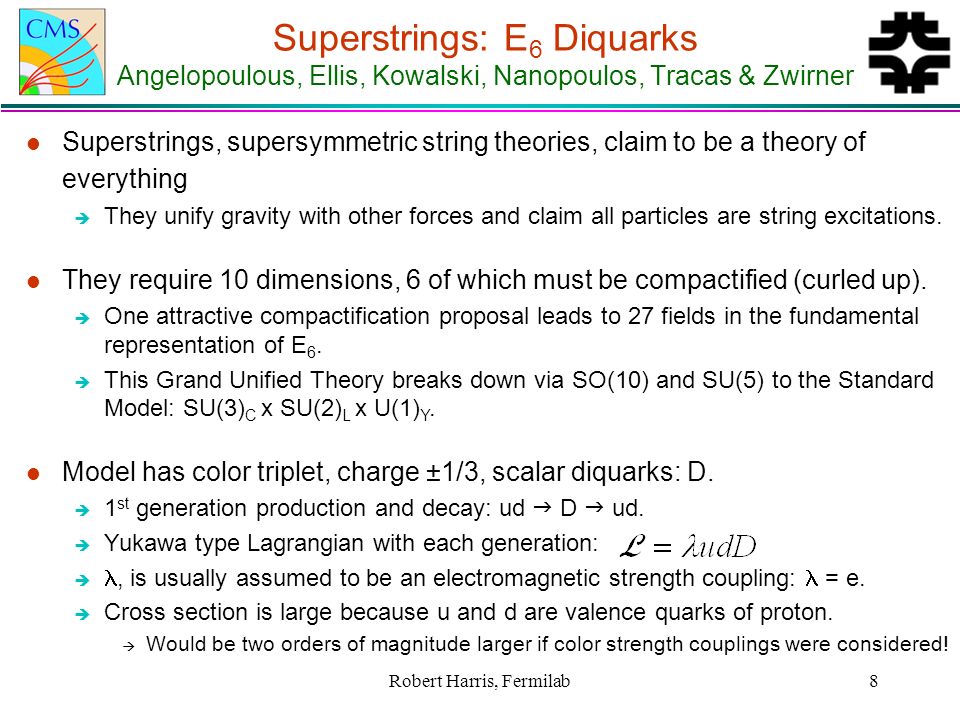 1 Models Of New Physics With Dijets Robert M Harris Fermilab Hep Group Talk At Texas Tech April Ppt Download