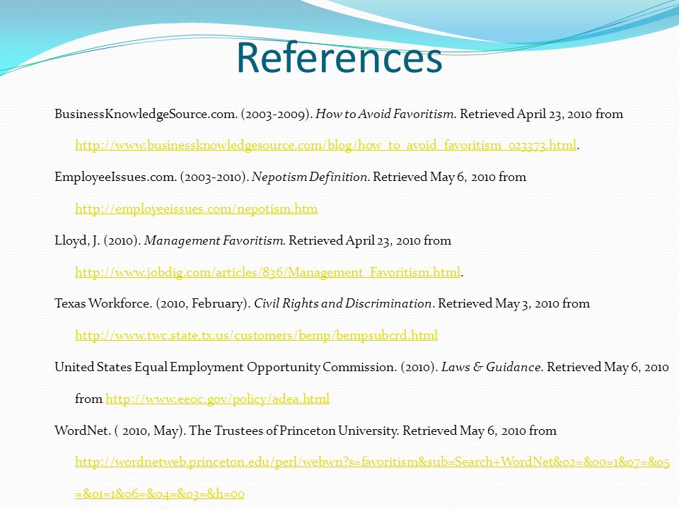 References BusinessKnowledgeSource.com. ( ).