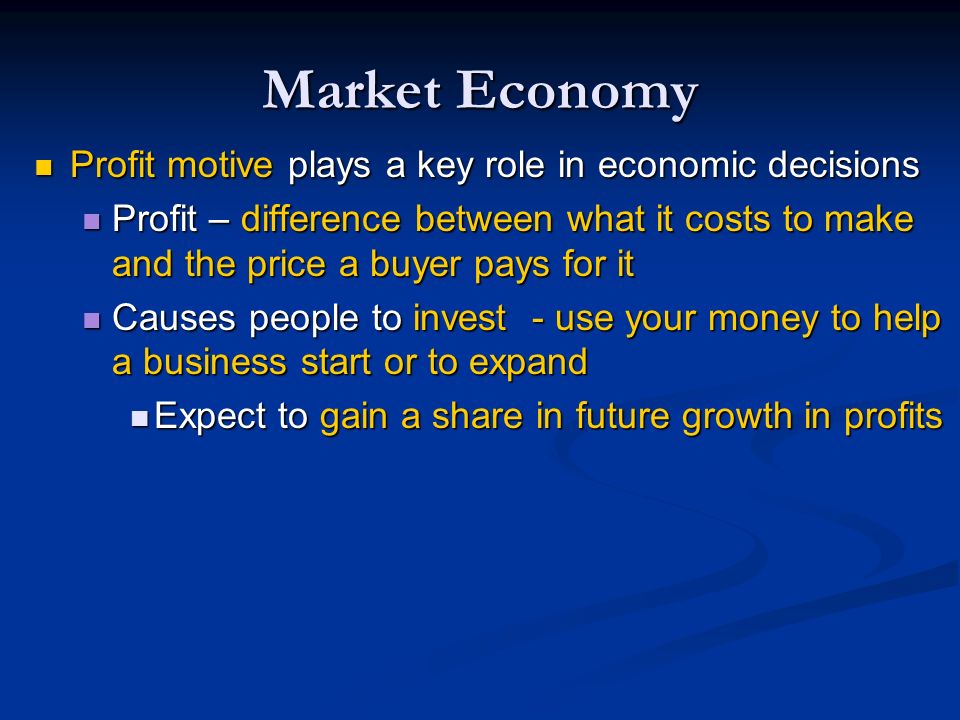 what is the role of profit in a market economy