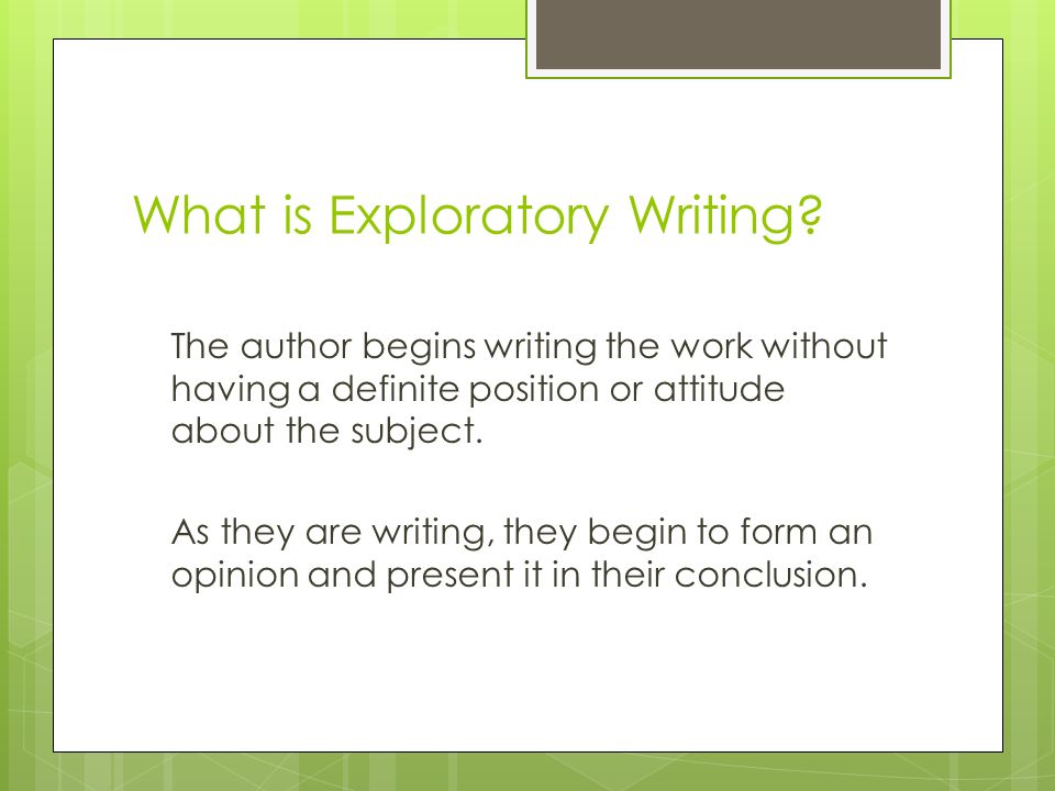 exploratory writing assignment