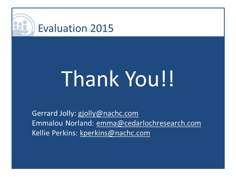 Evaluation 2015 Thank You!.