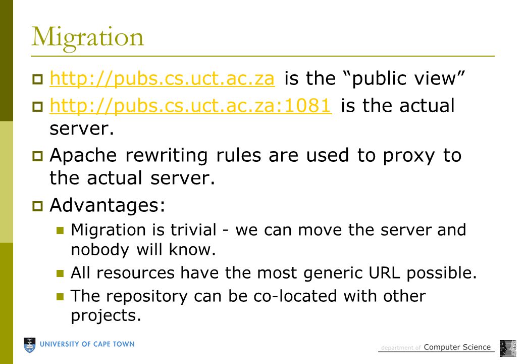 Migration    is the public view      is the actual server.