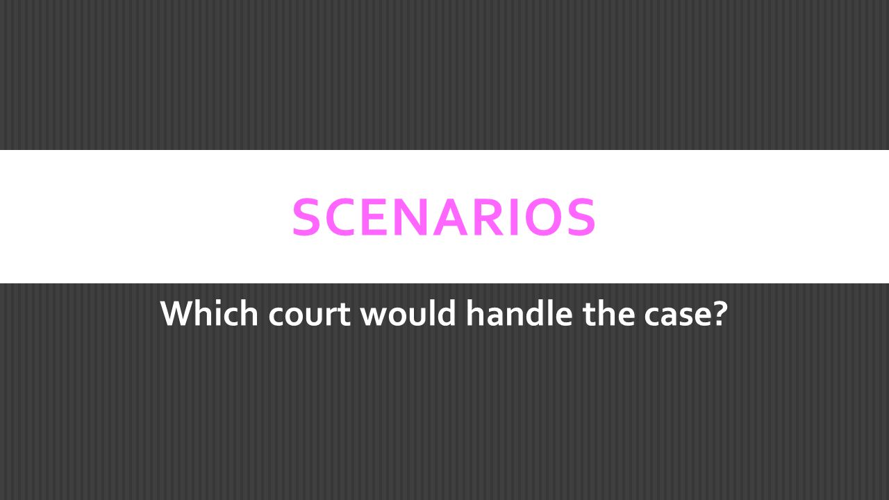 SCENARIOS Which court would handle the case