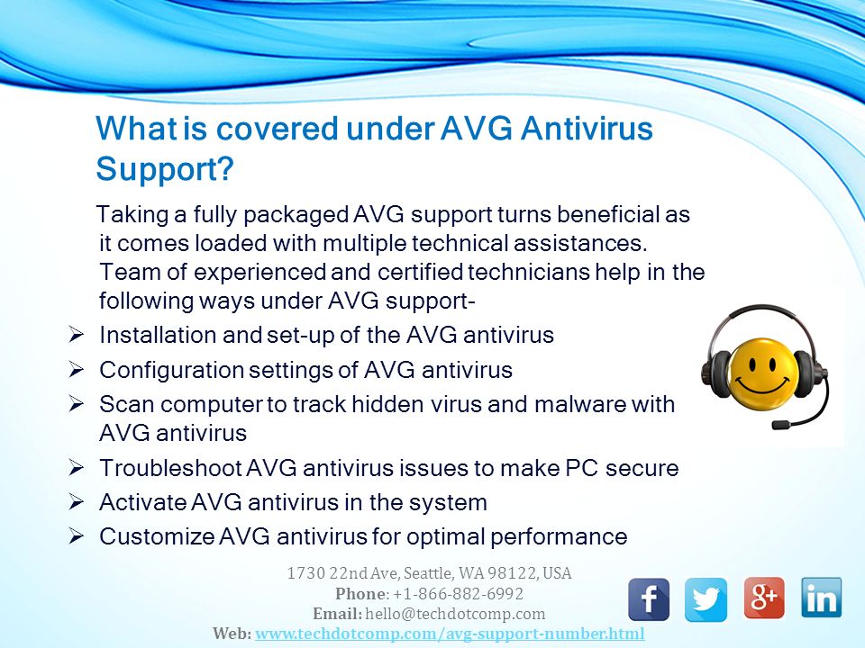What is covered under AVG Antivirus Support.
