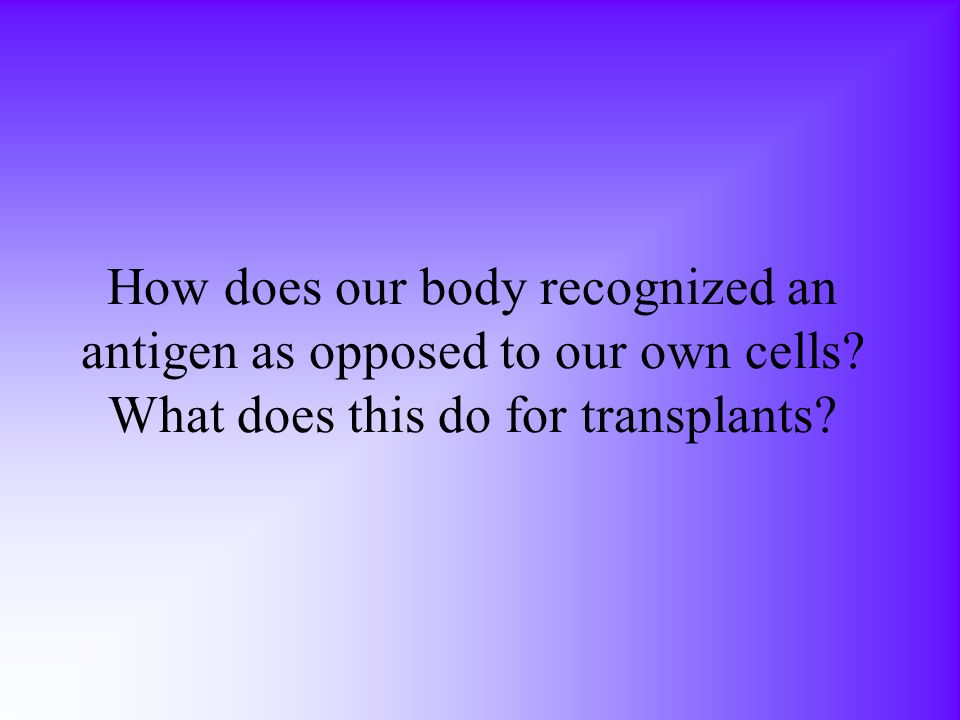 How does our body recognized an antigen as opposed to our own cells.