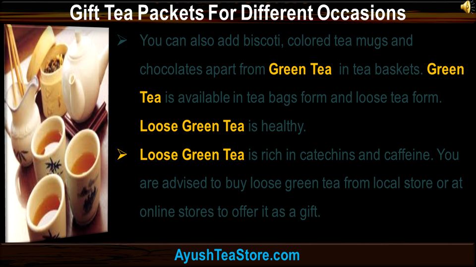  Organic Green Tea baskets are good for people, who are health conscious.