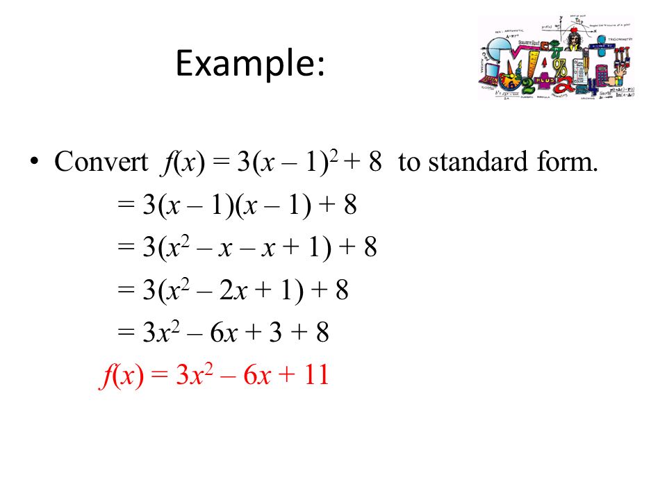 Algebra 2 Standard Form of a Quadratic Function Lesson 4-2 Part ppt download