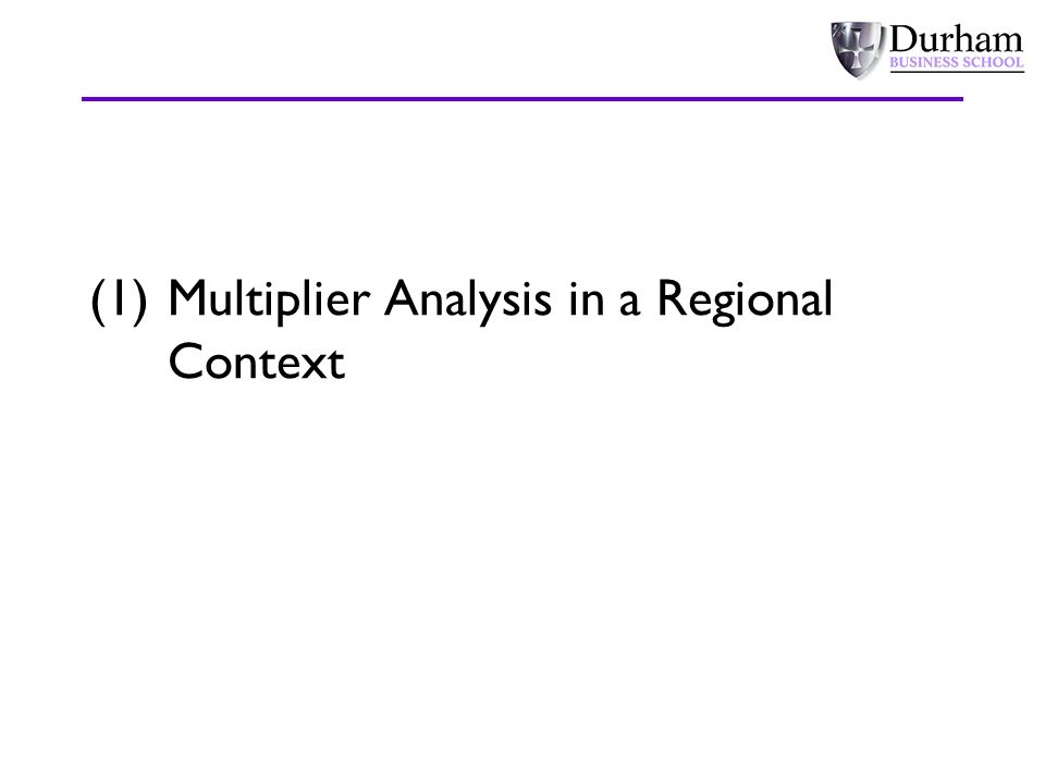 (1)Multiplier Analysis in a Regional Context