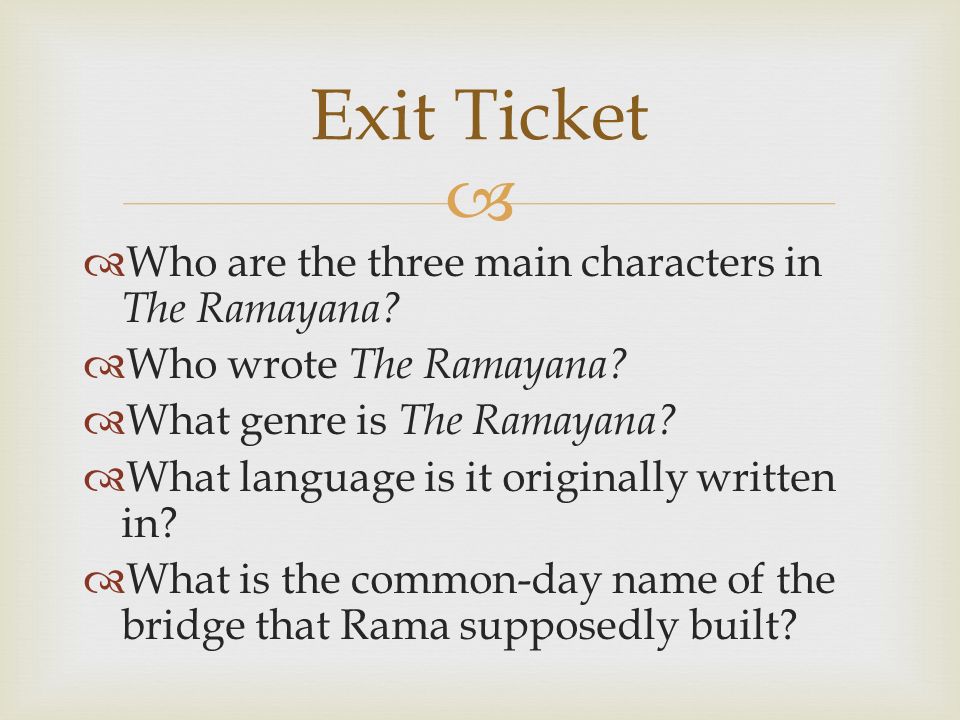   Who are the three main characters in The Ramayana.