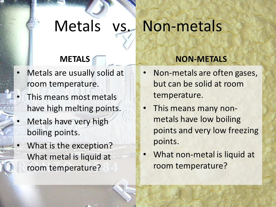 Metals Vs Non Metals To The Right Of And Above The Zigzag