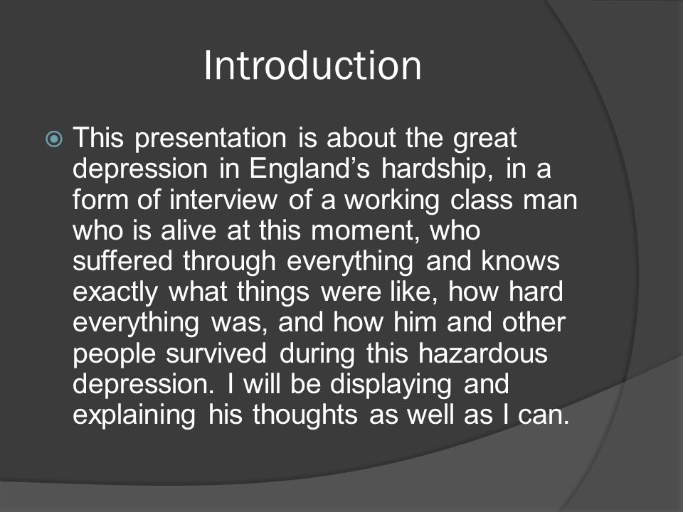 great depression interview