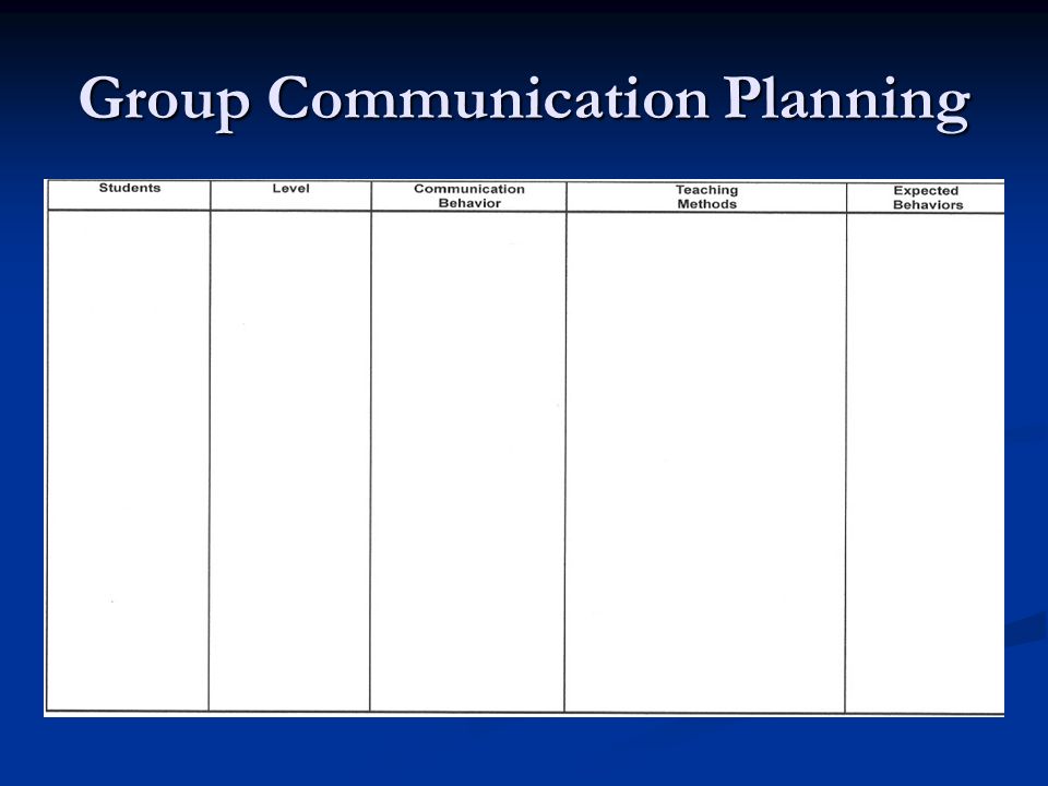 Group Communication Planning