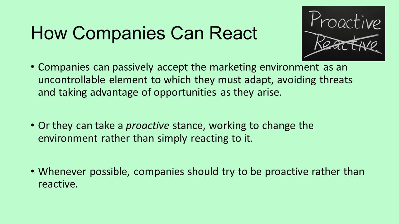 company react marketing environment