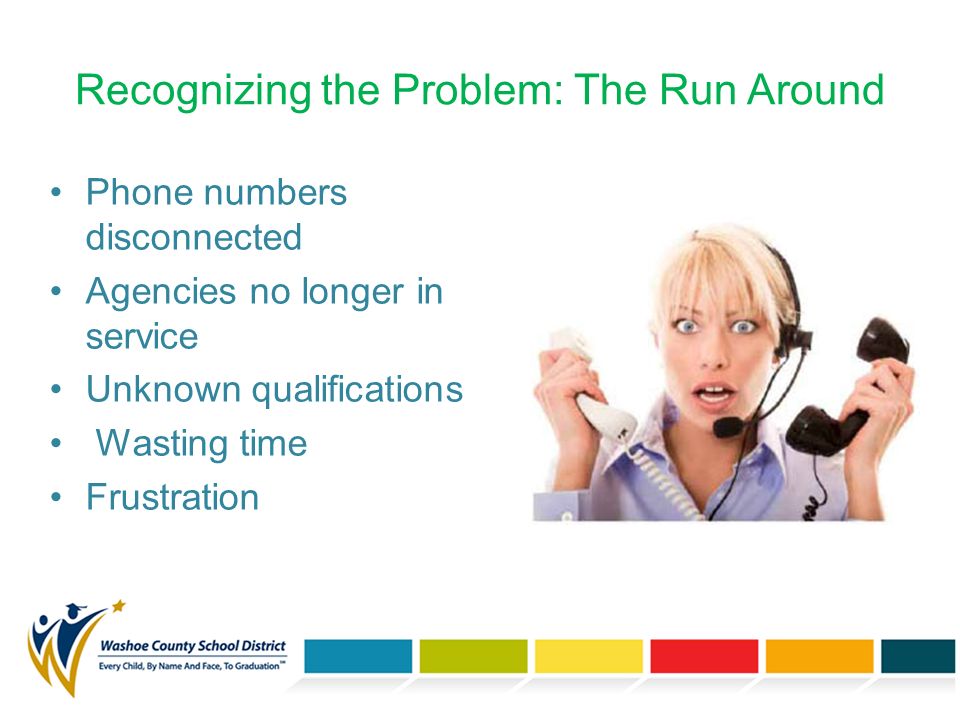 Recognizing the Problem: The Run Around Phone numbers disconnected Agencies no longer in service Unknown qualifications Wasting time Frustration