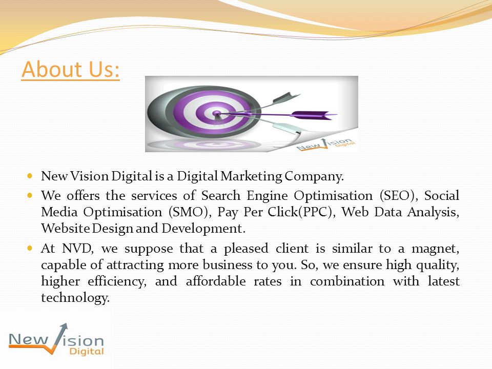About Us: New Vision Digital is a Digital Marketing Company.