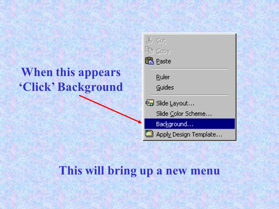 ‘Right click’ the mouse while pointing to the page to bring up the menu