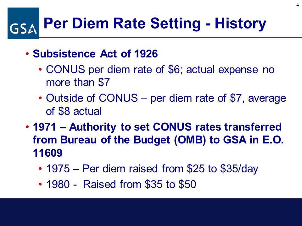 Office of Governmentwide Policy GSA’s Per Diem Rate Setting Methodology