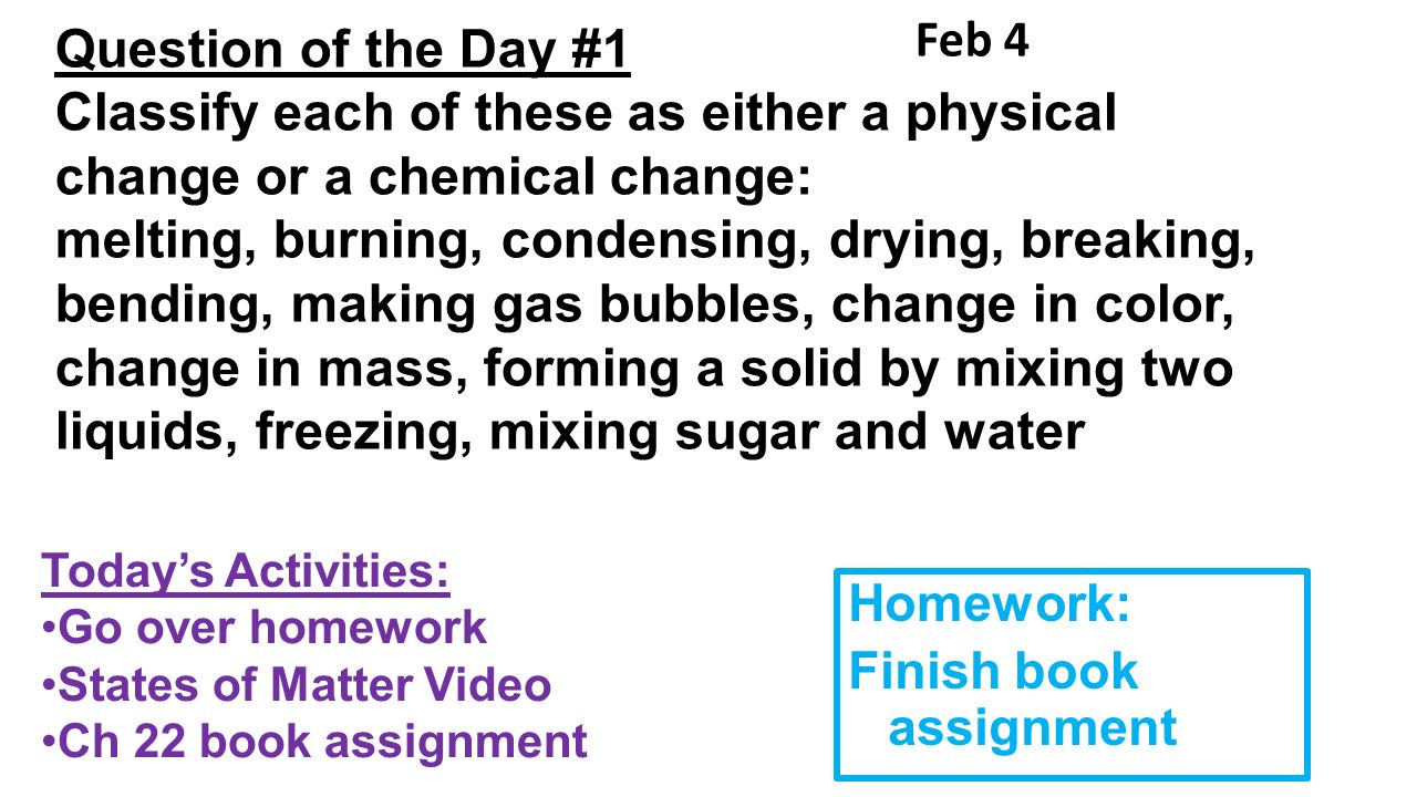 Chemistry homework assignment book