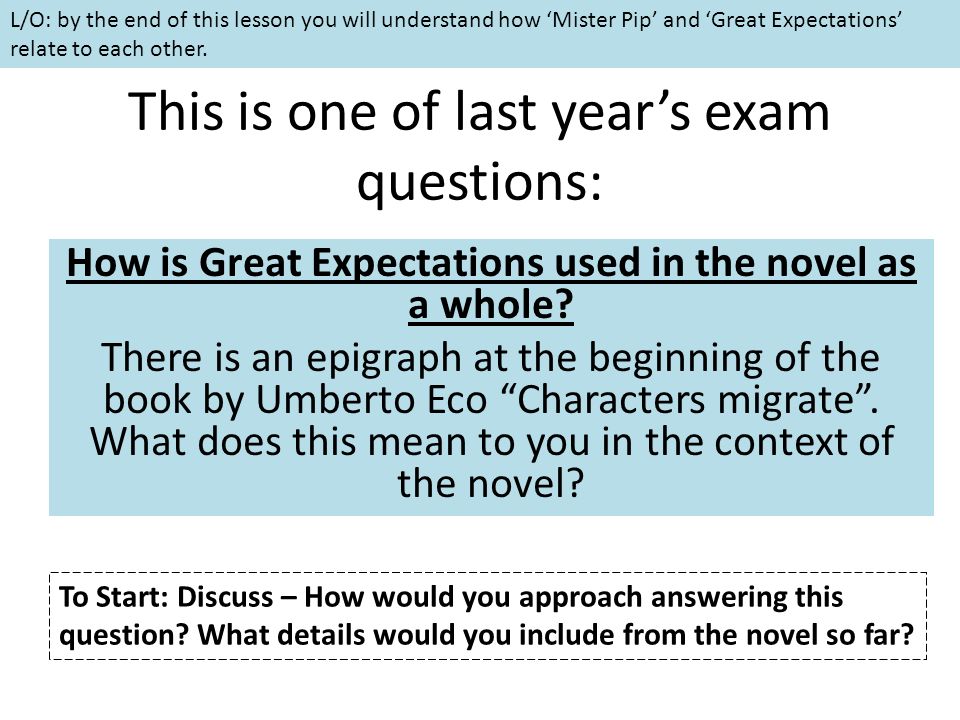 great expectations exam questions