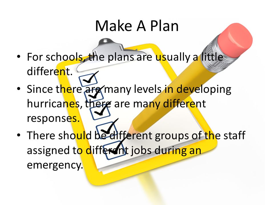 Make A Plan For schools, the plans are usually a little different.