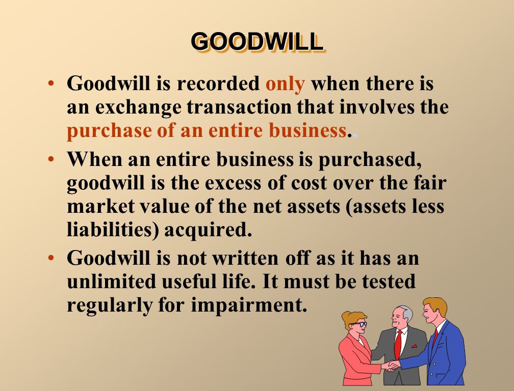 Goodwill is recorded only when there is an exchange transaction that involves the purchase of an entire business..