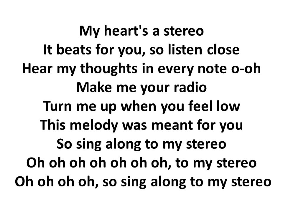 lyrics to my hearts a stereo