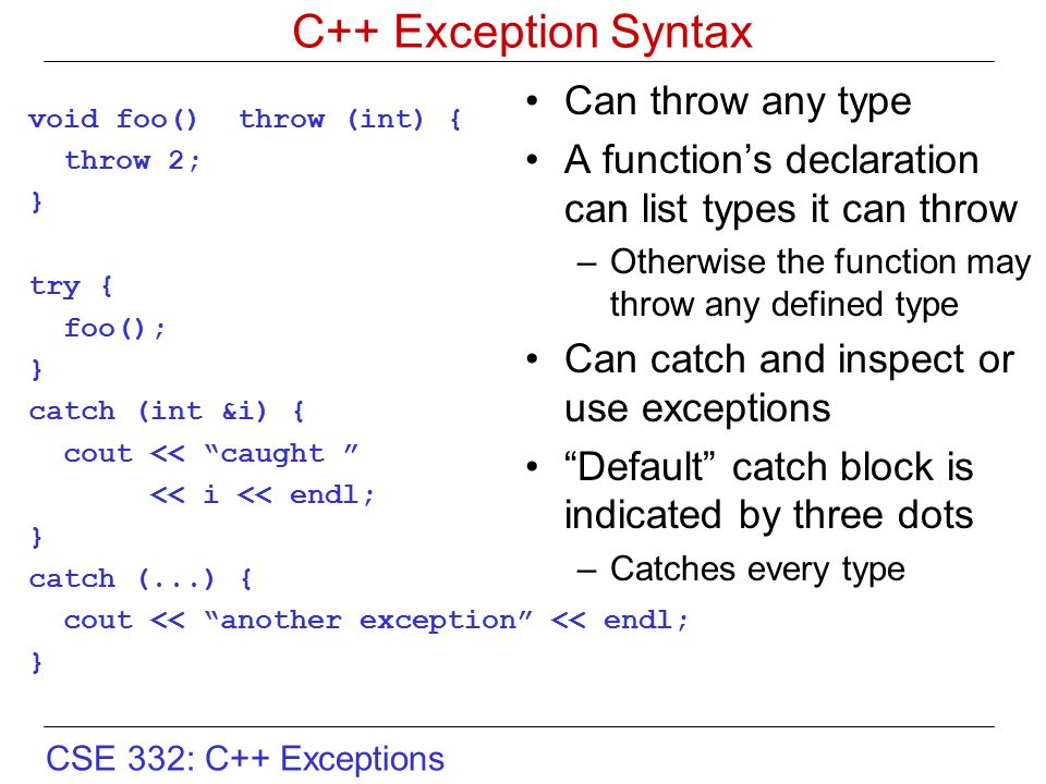 C++ Exception Handling. Back to, by Tech Notes