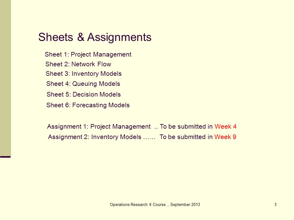operations research ii course september operations research ii