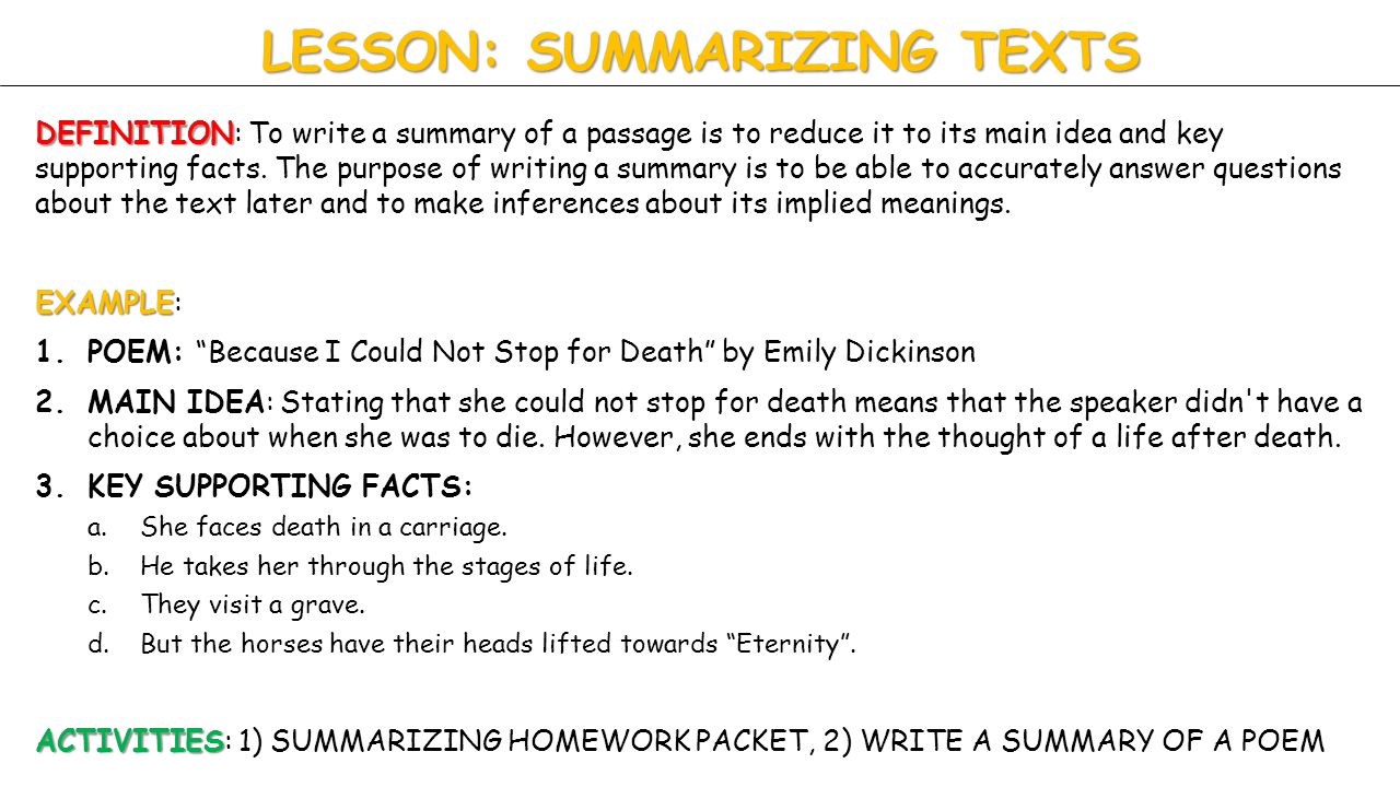 example of a summary of an article