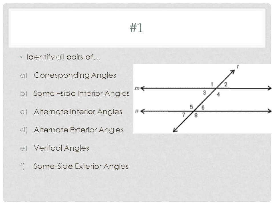Parallel And Perpendicular Lines Review 1 Identify All