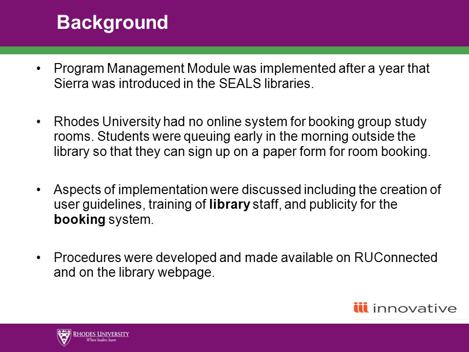 Program Management Rhodes University Experience By Pelisa