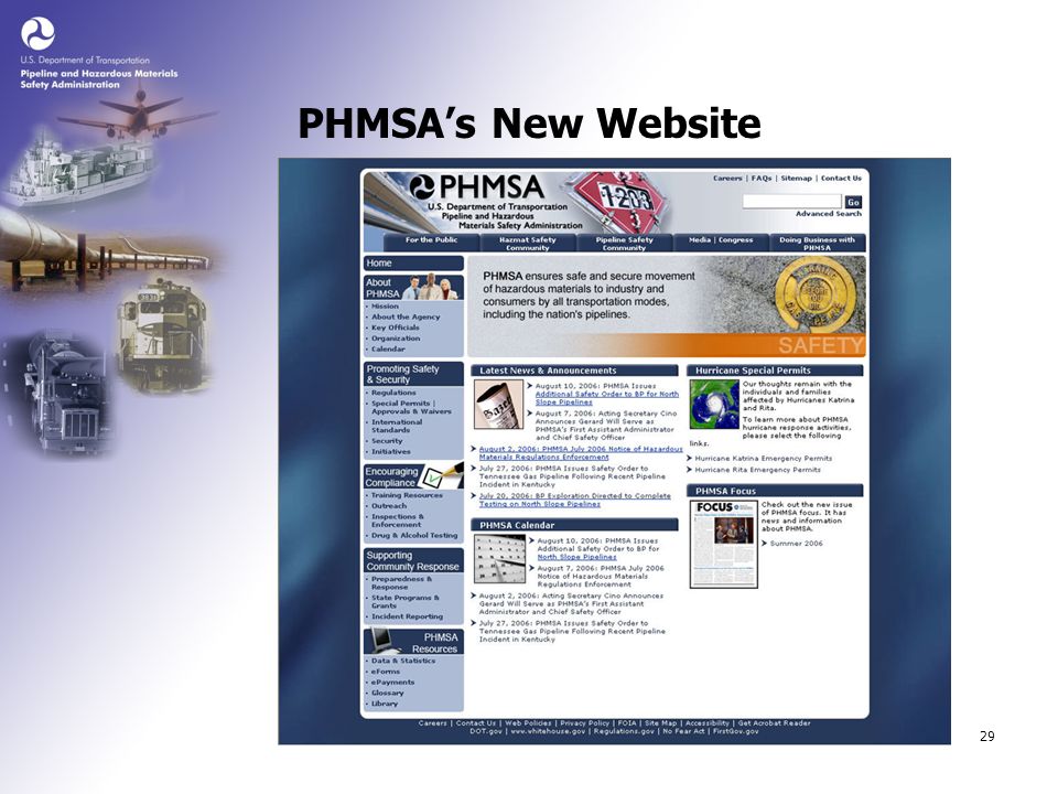 29 PHMSA’s New Website