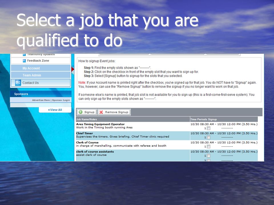 Select a job that you are qualified to do