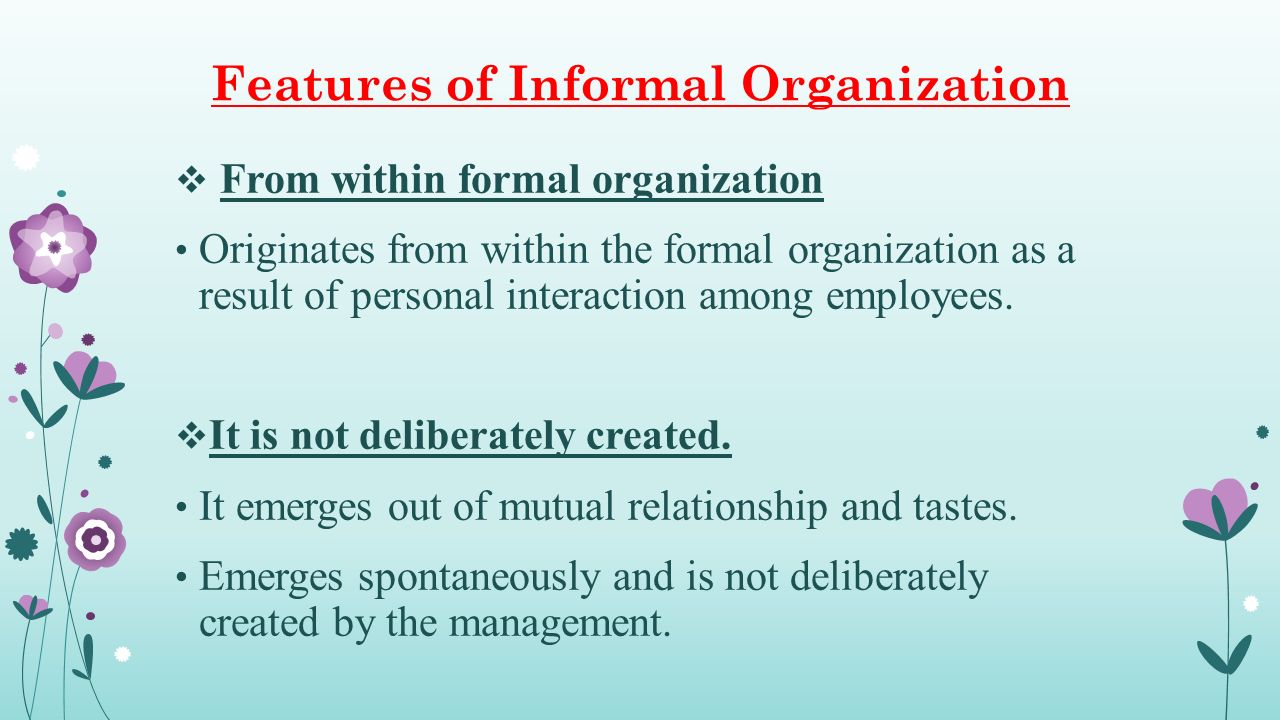 features of formal organization
