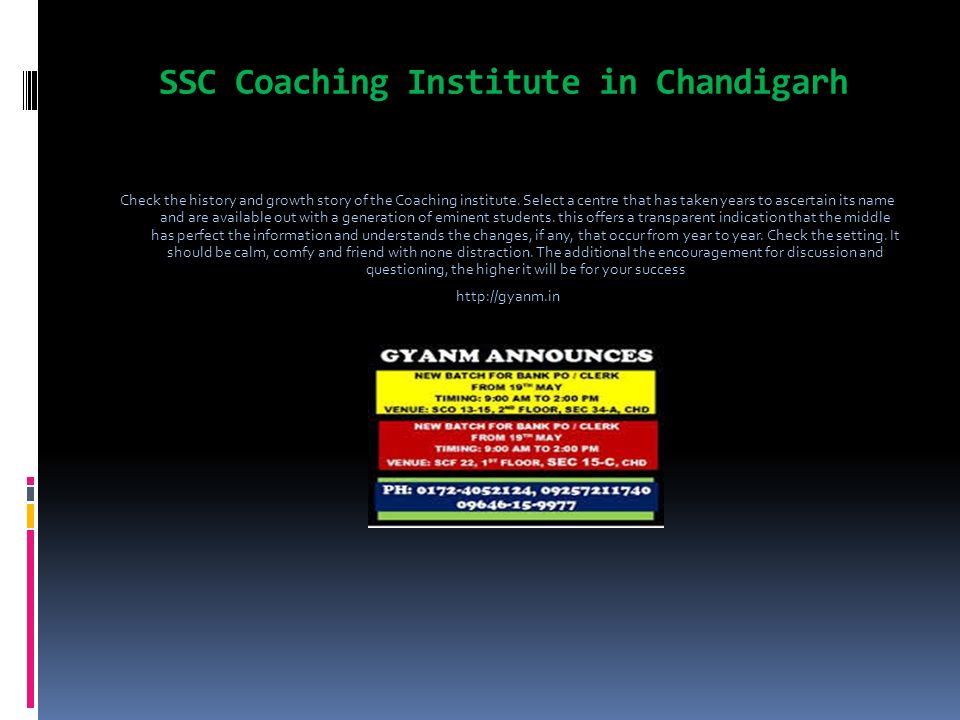 SSC Coaching Institute in Chandigarh Check the history and growth story of the Coaching institute.