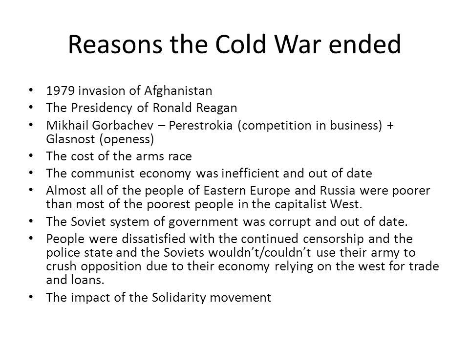 gradvist cylinder Radioaktiv The Consequences of the Cold War Warm Up Write down as many reasons for the Cold  War ending as you can think of. (Yes I know we did this the other day, -