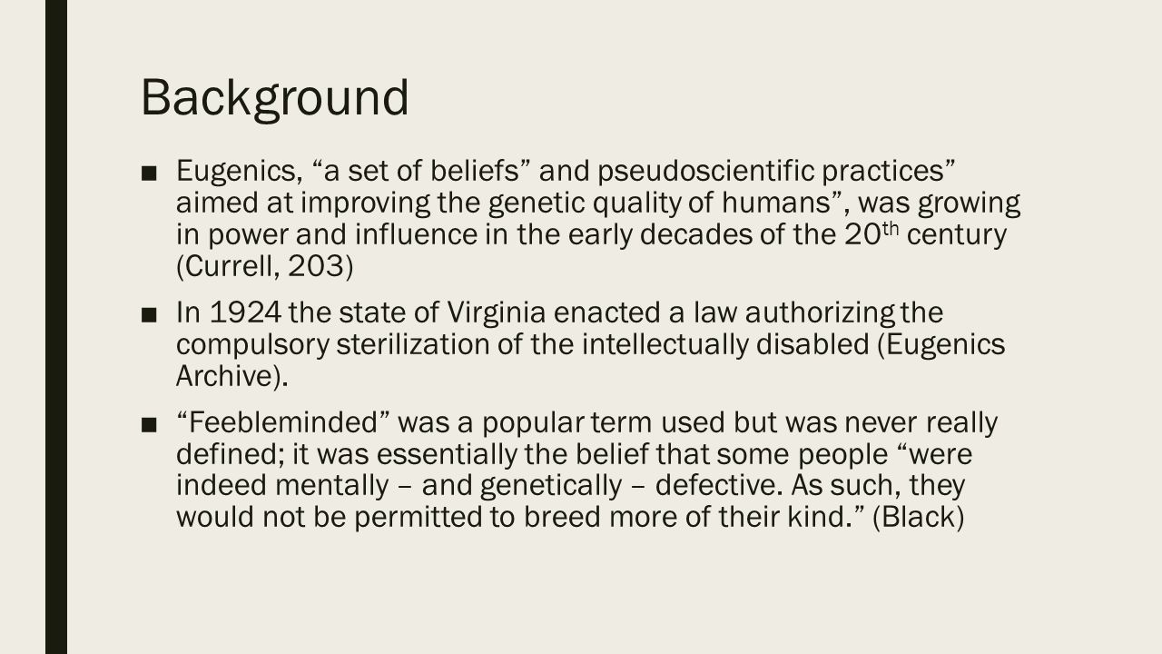 Buck Vs Bell 1927 By Ms Rodriguez Background Eugenics - 