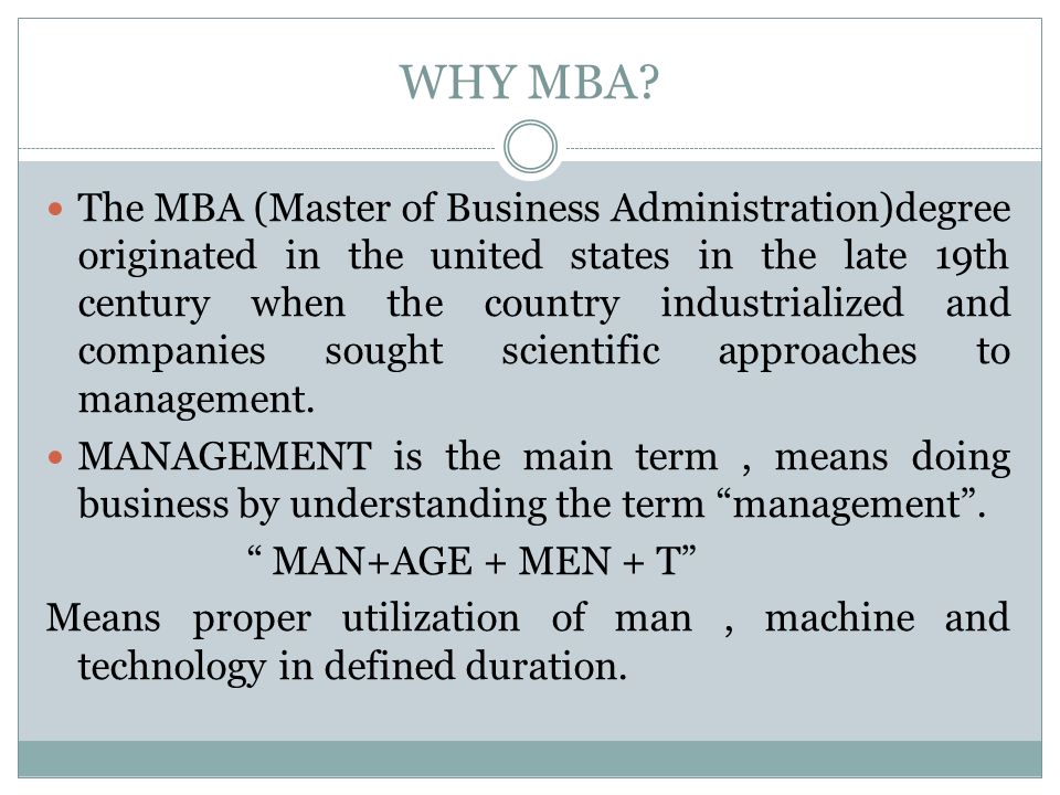 WHY MBA.