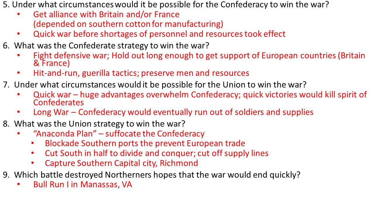 Civil War Notes. Unit 6– Identify political and military turning points of  the Civil War and assess their significance to the outcome of the Civil. -  ppt download