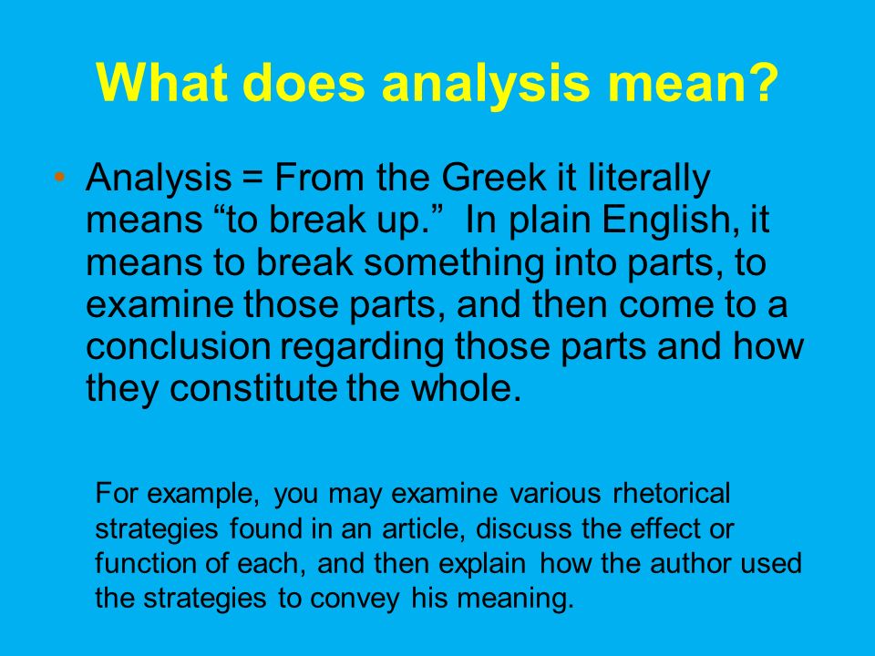 What is an Analysis and how does it work? In this essay you will