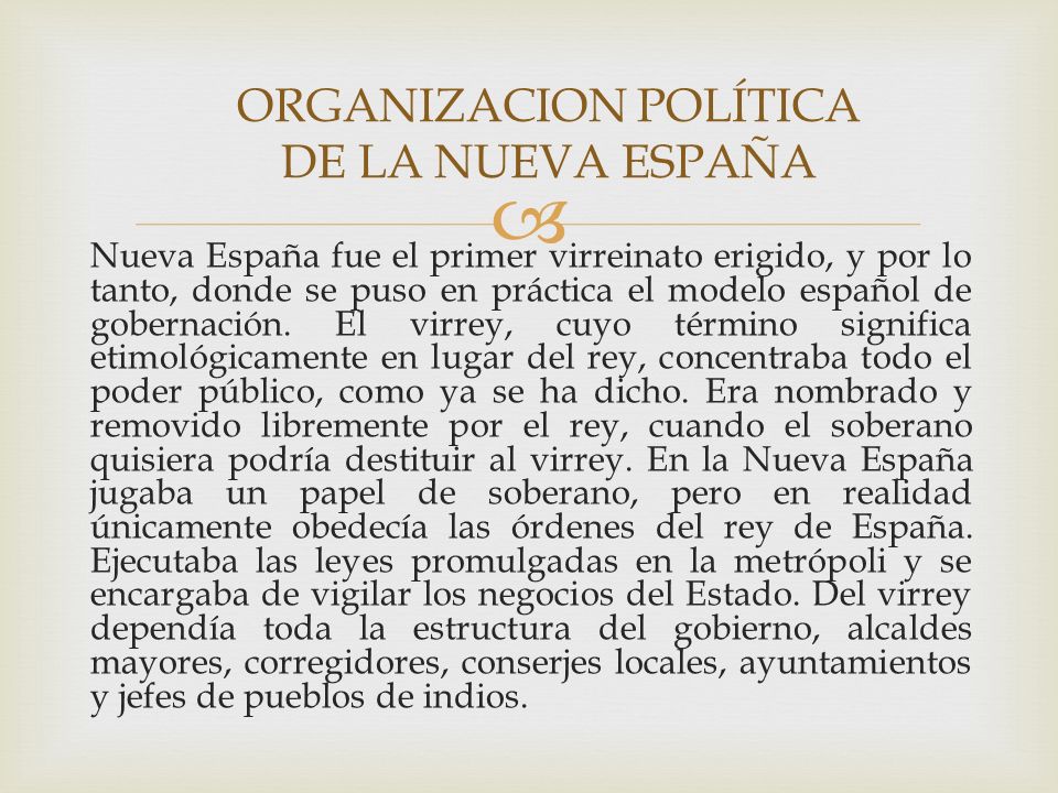 HISTORIA DE MÉXICO I ORGANIZACIÓN POLÍTICA DE LA NUEVA ESPAÑA Prof.  Francisco David Rojas S. - ppt download