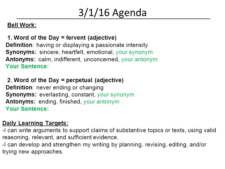 Language Arts 8 Daily Agenda Mr Schmitt 1 28 15 Agenda Agenda