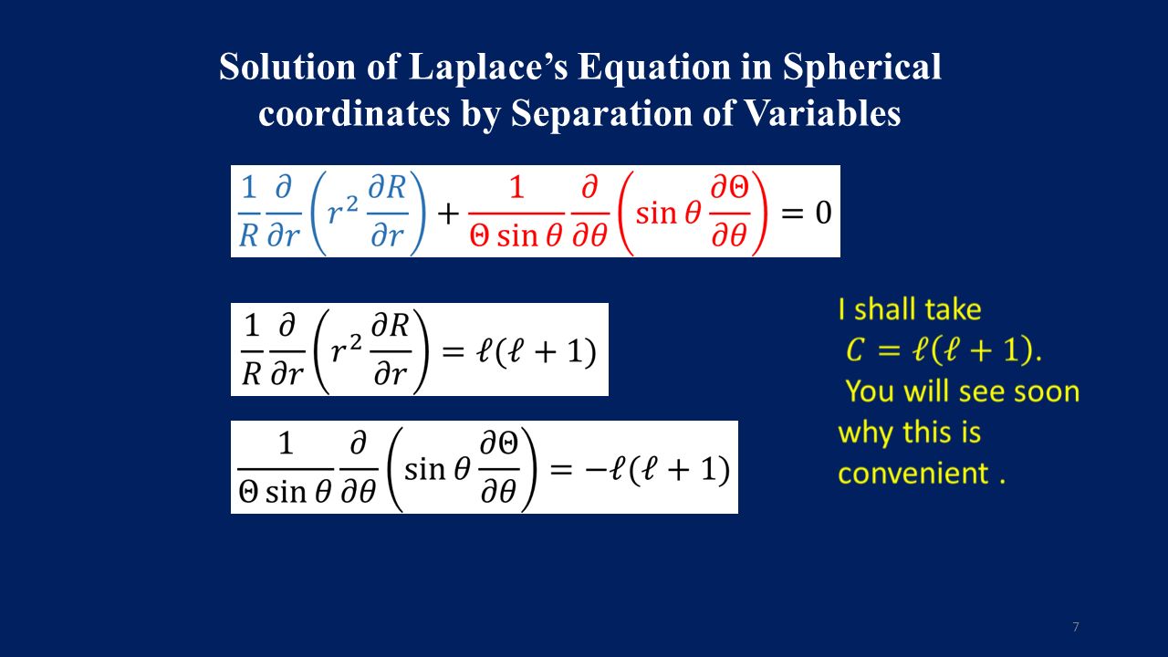 Solution of Laplace's Equation in Spherical coordinates by Separation of  Variables إعداد د. جمال بن حمزة مدني قسم الفيزياء – جامعة الملك عبد العزيز  جدة. - ppt download