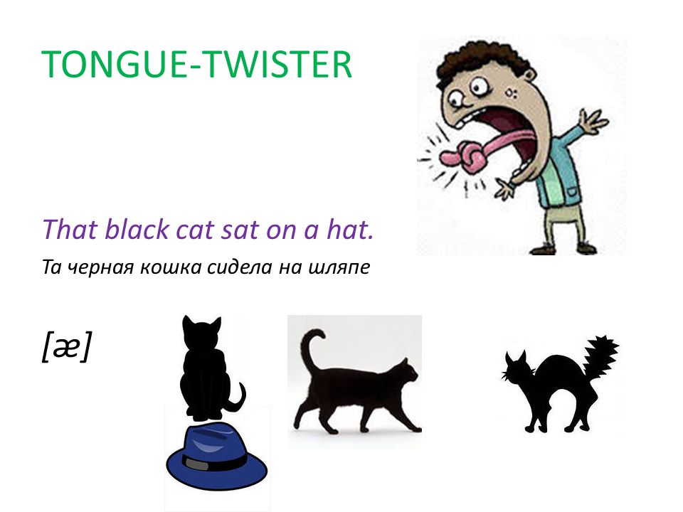 TONGUE-TWISTER That black cat sat on a hat. 
