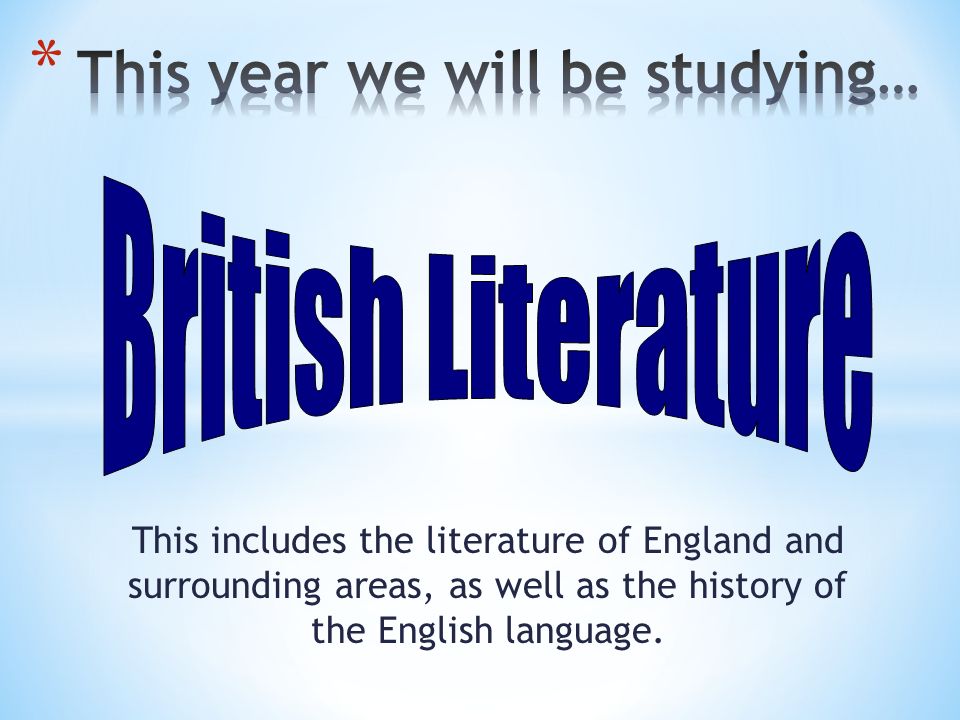 This includes the following. Modern English Literature.