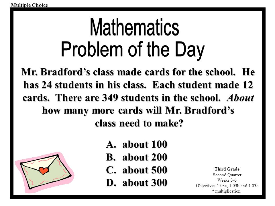 Second Quarter. Each “Problem Of The Day” Is Correlated To Our Cumberland County Task Analysis For The Purpose Of Practicing Each Objective Through Problem. - Ppt Download
