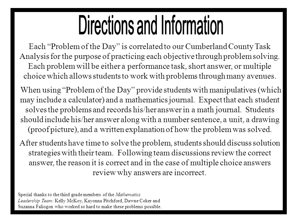 Second Quarter Each Problem Of The Day Is Correlated To