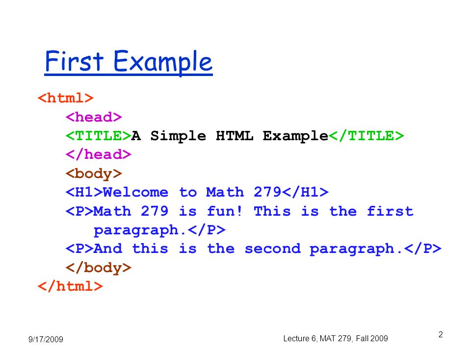 Lecture 6, MAT 279, Fall HTML Introduction (cont.) 9/17/ ppt download